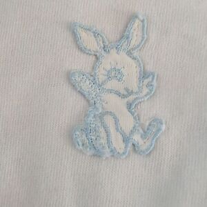Vintage Infant White‎ Embroidered Bunny Romper Pastel Easter